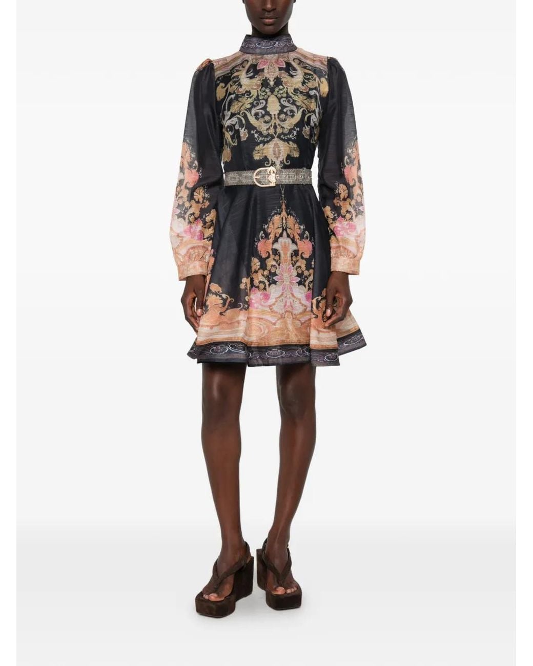 Paperlace Black Siria Print Belted Mini Dress