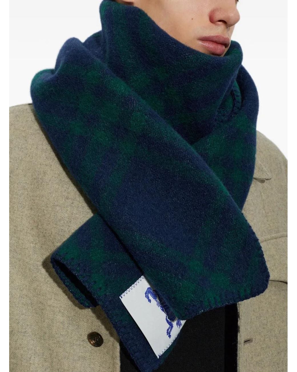 Burberry Blue Tartan Wool Scarf