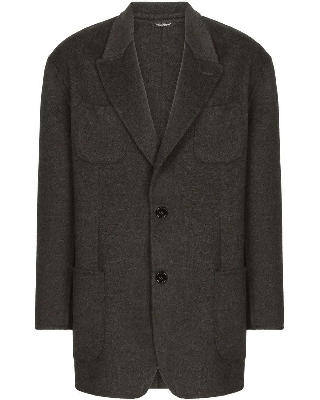 Dolce & Gabbana Black Oversized Cashmere Blazer Coat for men