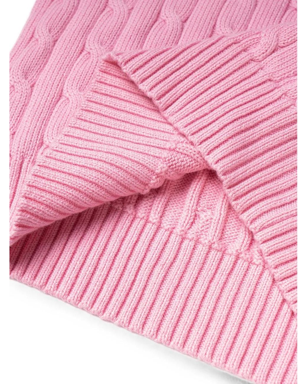 Polo Ralph Lauren Pink Pull En Maille Torsadée À Col V