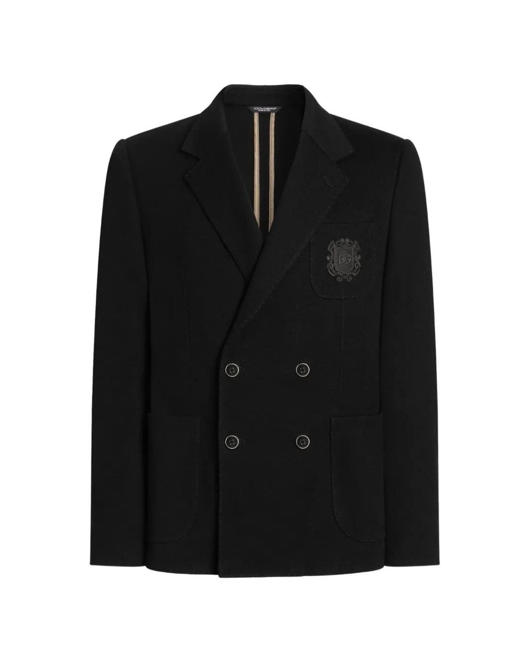 Dolce & Gabbana Black Portofino Double- Breasted Jersey Jacket for men