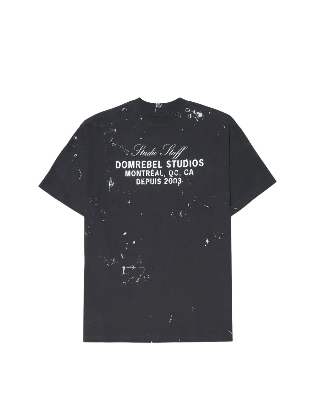 DOMREBEL Blue Paint-Splatter Logo-Print T-Shirt for men