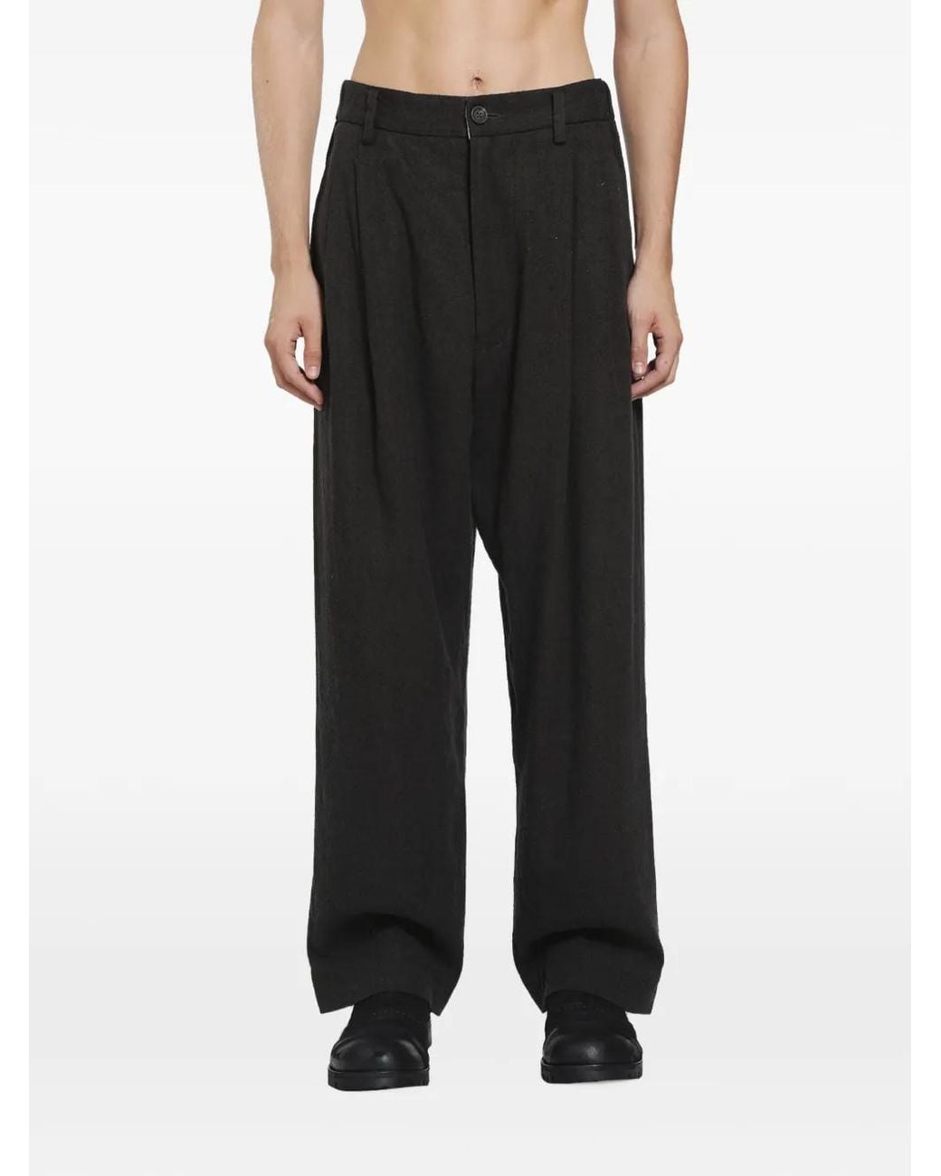 Ziggy Chen Black Pantalon Sarouel À Design Plissé for men
