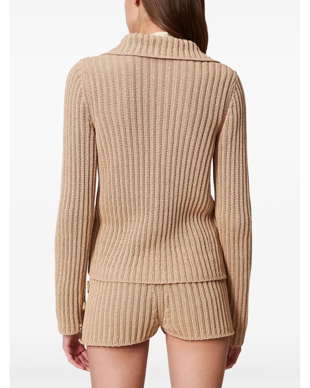 Twinset Natural Oval T Buttons Cardigan