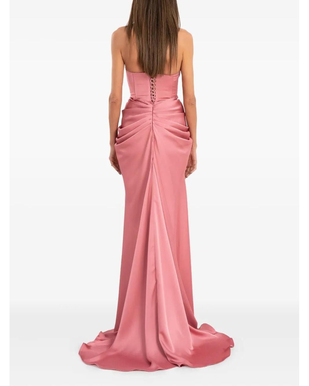 Ana Radu Pink Strapless Draped Maxi Dress