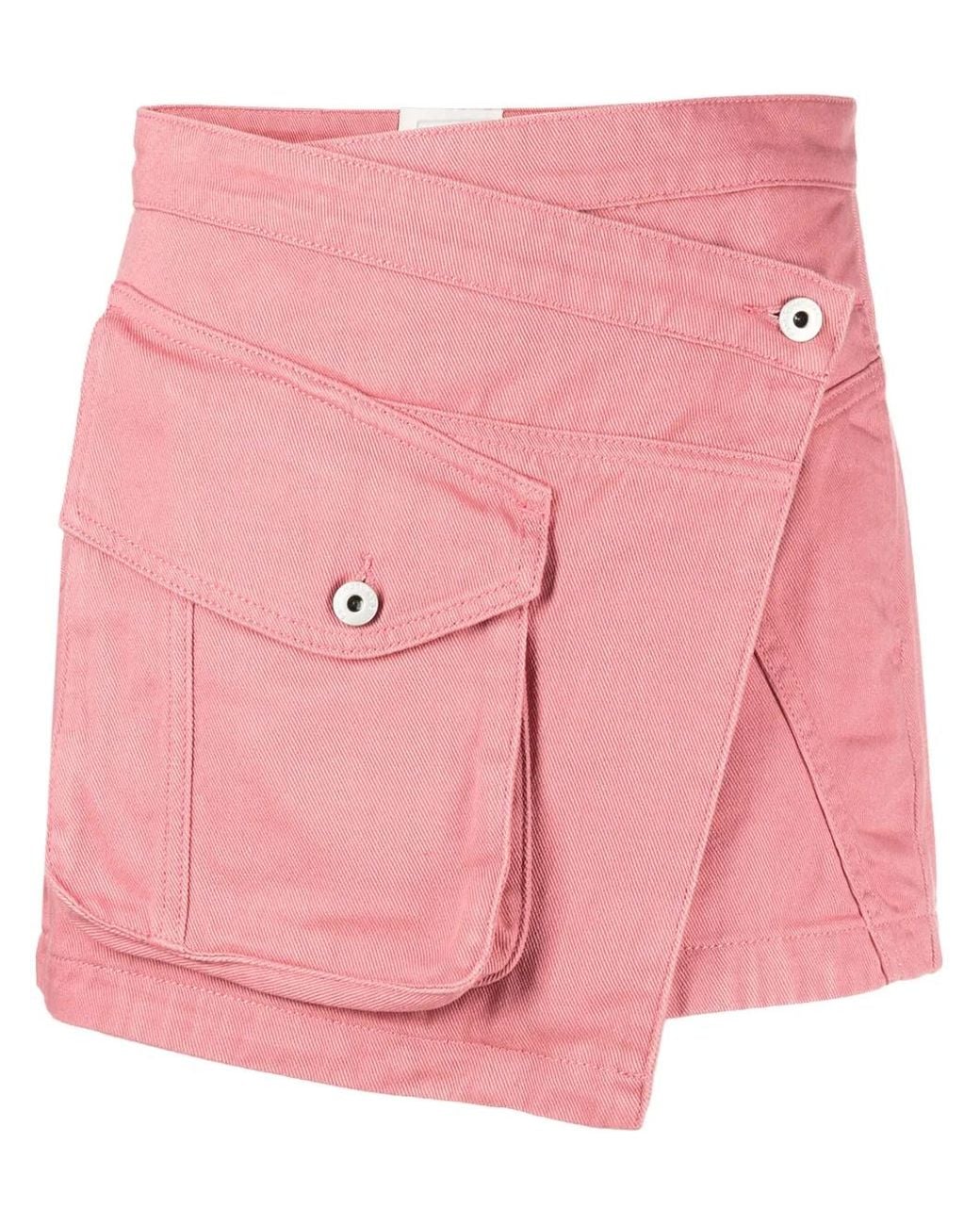 Feng Chen Wang Pink Asymmetric Cargo-Pocket Miniskirt
