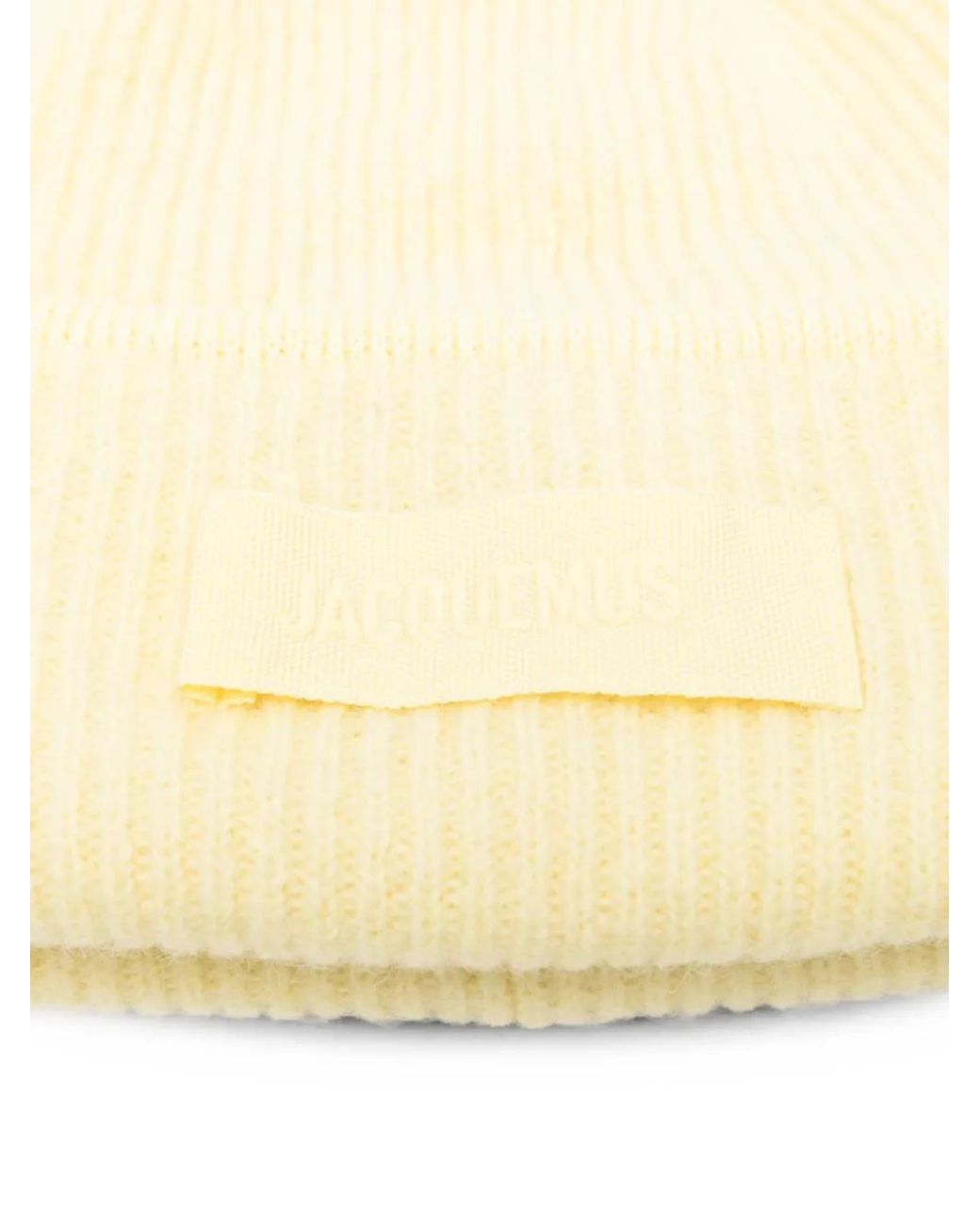 Jacquemus Yellow Ribbed-Knit Logo-Patch Beanie Hat