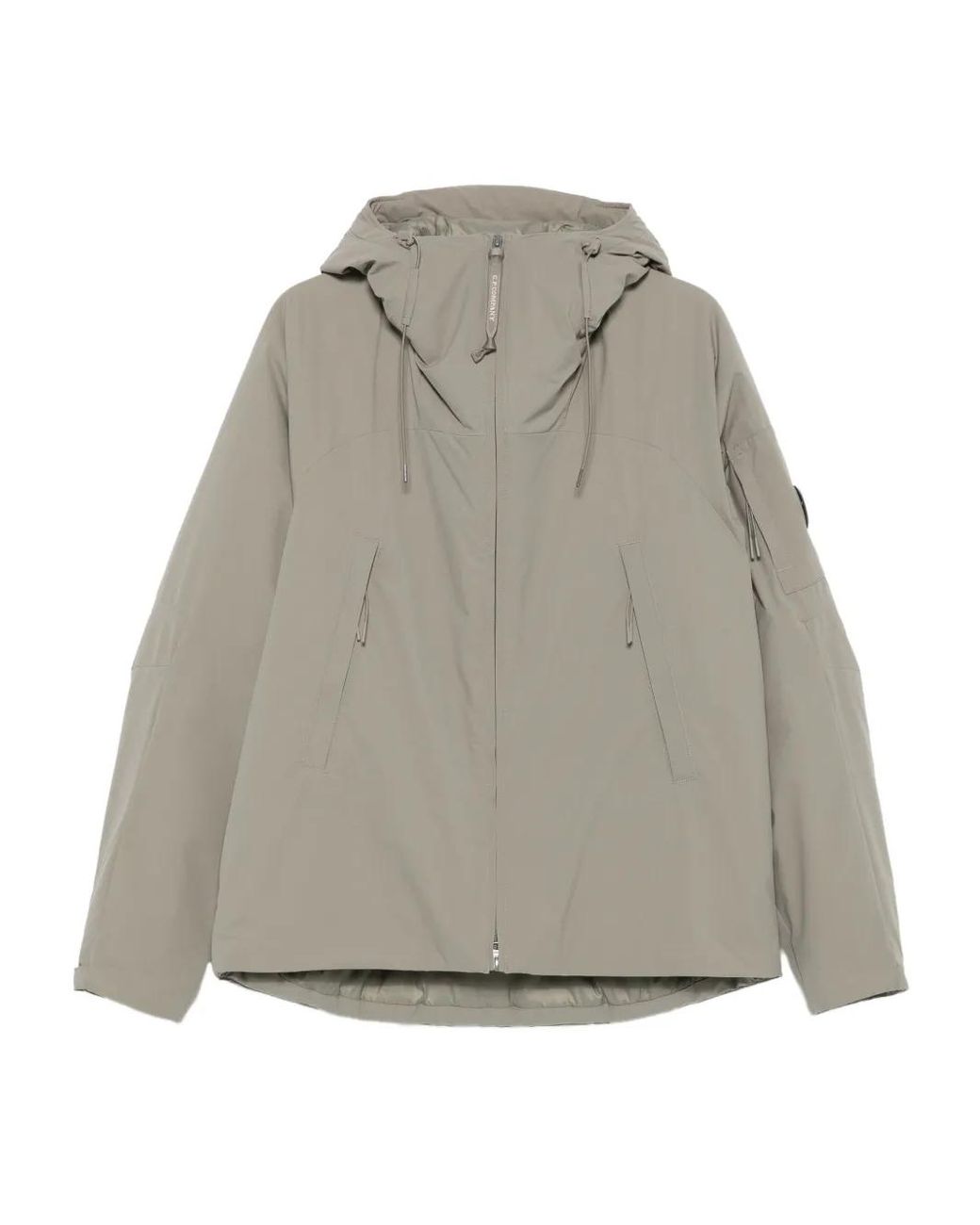 C P Company Gray Zip-Front Jacket With Hood for men