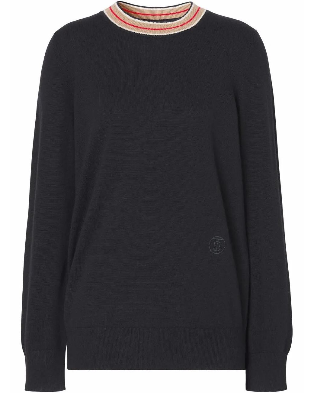 Burberry Black Stripe-Neckline Cashmere Jumper