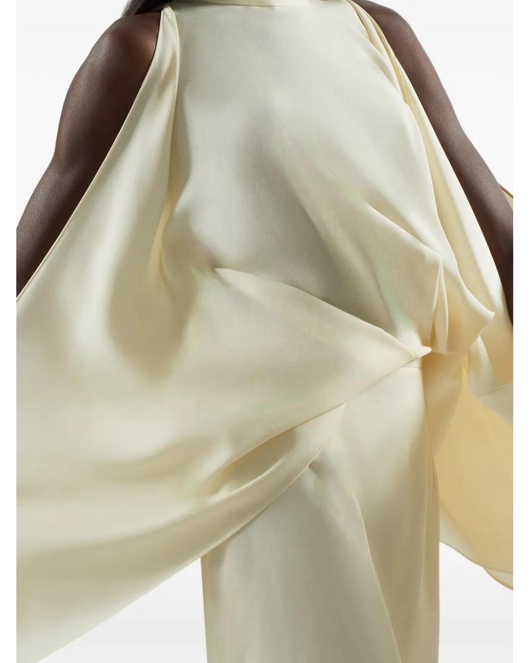 ‎Taller Marmo White Bacall High-Neck Draped Dress