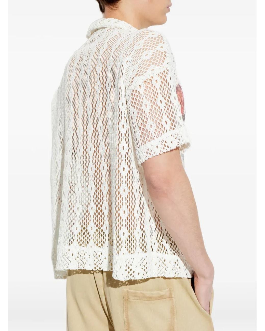 AVAVAV White Mesh Button Shirt for men