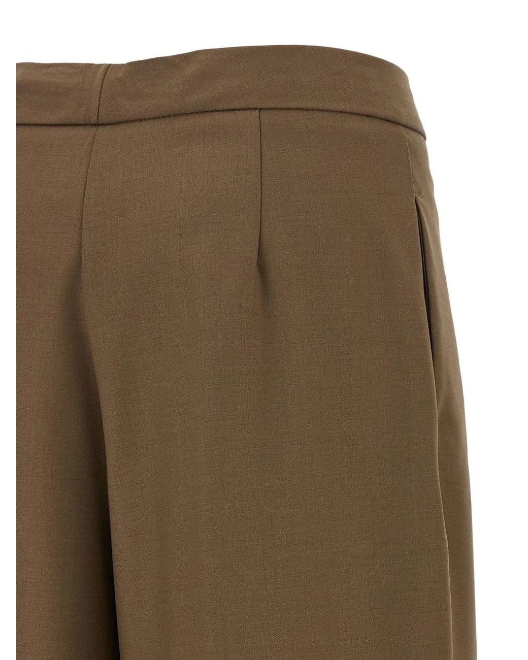 Nude Natural Pleated High-Waisted Palazzo Pants