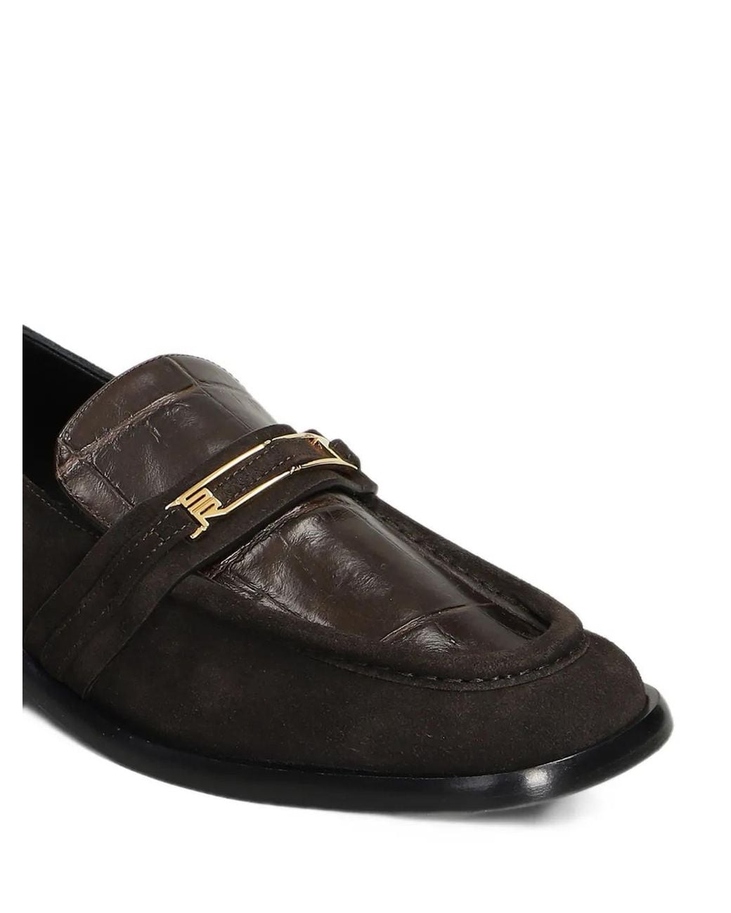 Sergio Rossi Black Bitt Croc-Effect Panelled Loafers