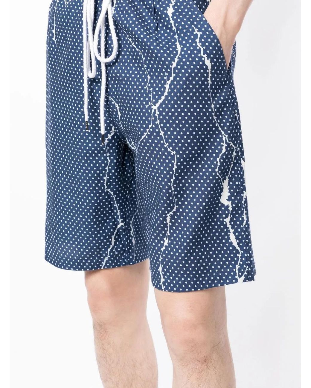 Destin Blue Polka-Dot Pattern Print Shorts for men
