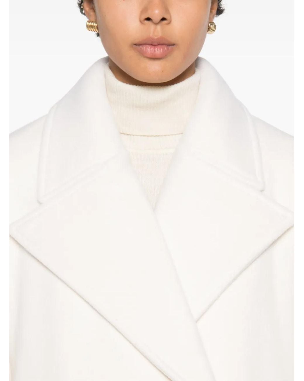 P.A.R.O.S.H. White Notch-Lapel Double-Breasted Coat