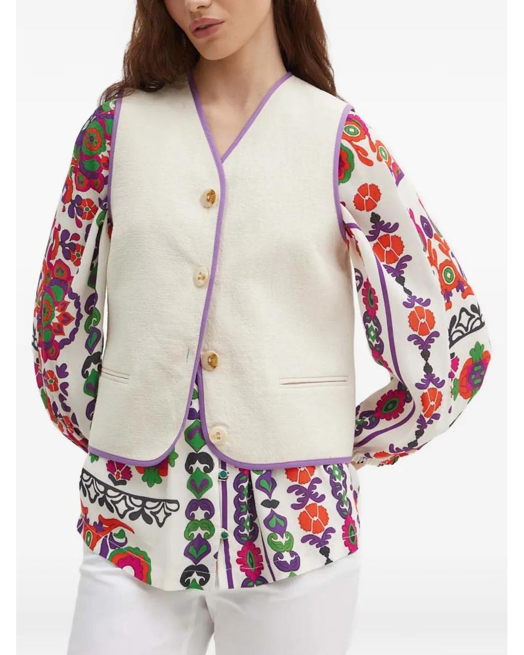 La Petite Francaise Natural Galaxie V-Neck Button Waistcoat