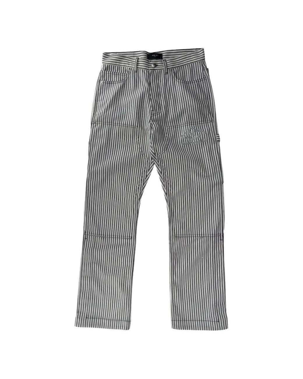 Amiri Gray Motors Hickory-Stripe Jeans for men