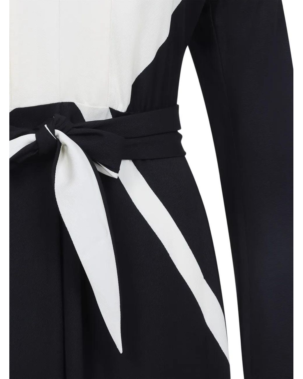 Alberta Ferretti Blue V-Neck Long-Sleeve Midi Dress