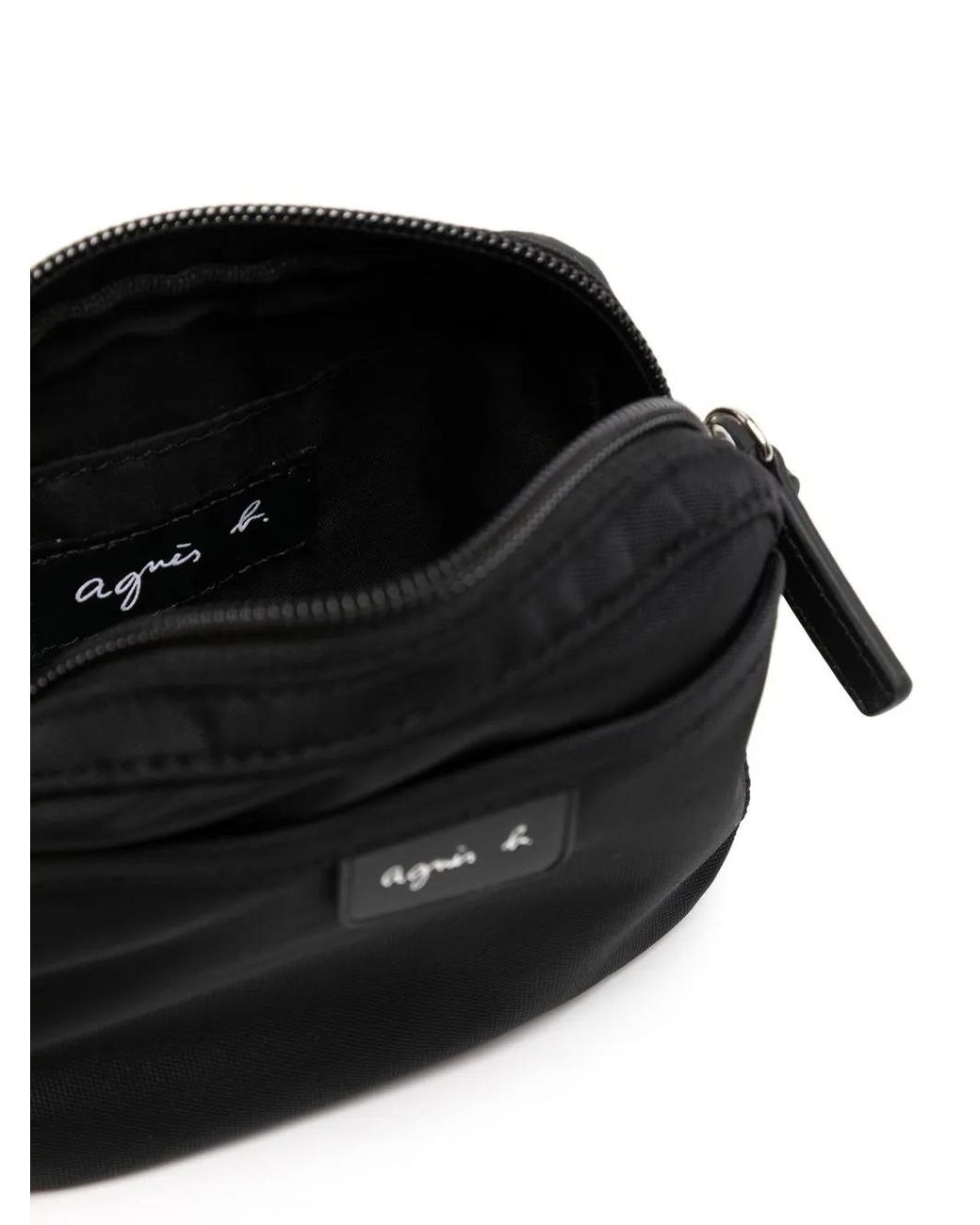 Agnes B. Black Curved Logo-Patch Wallet