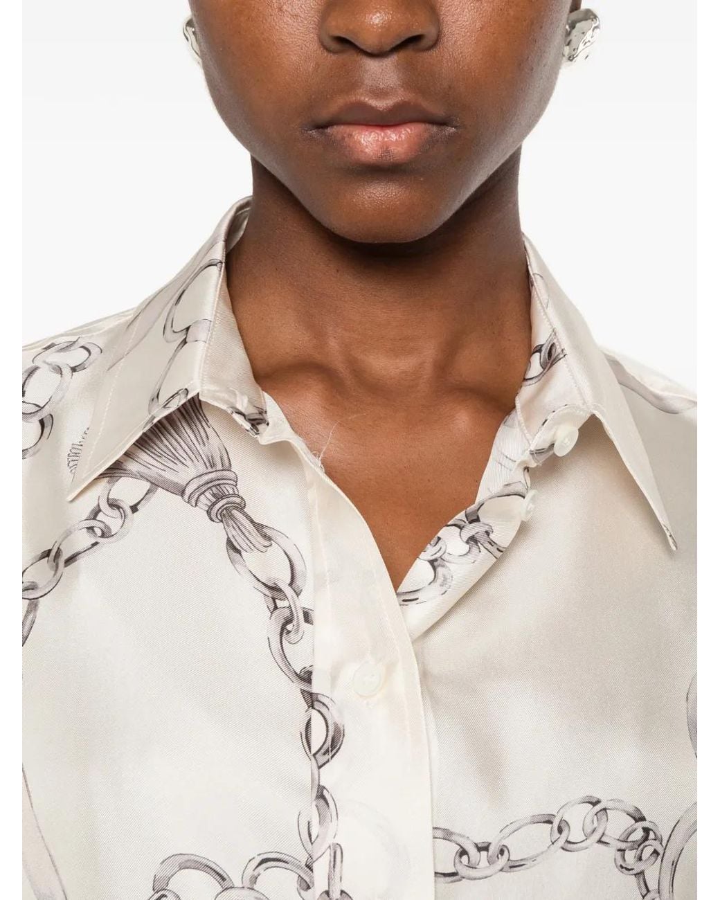 Caliban White Chain-Print Shirtdress