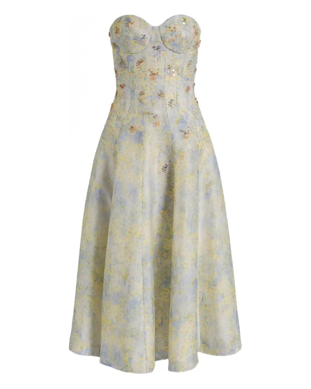 Alberta Ferretti White Floral Midi Dress