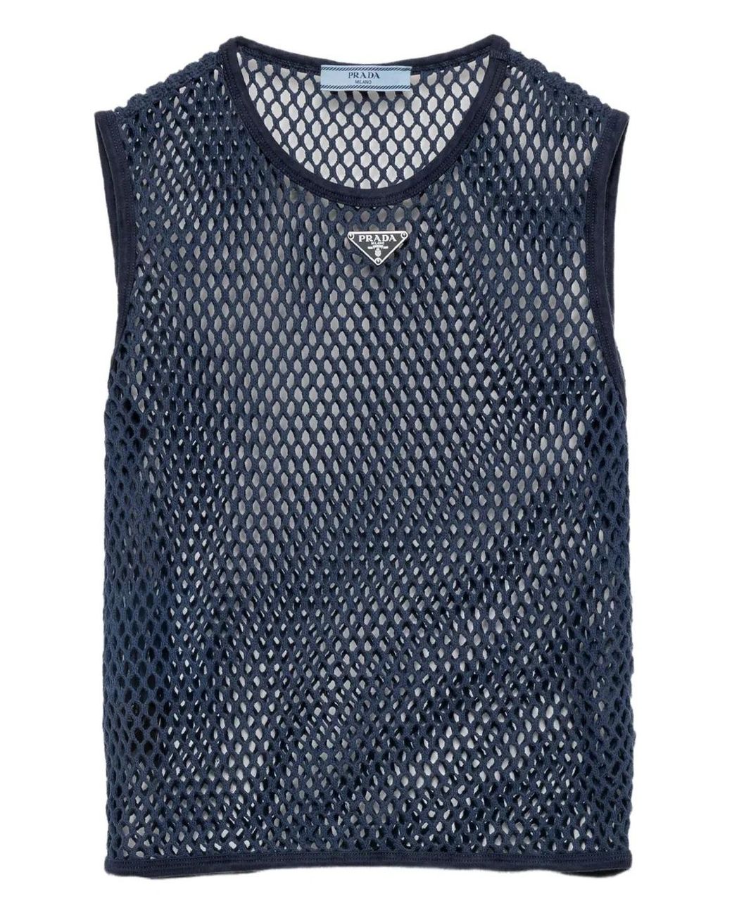 Prada Mesh Sleeveless Top in Blue | Lyst