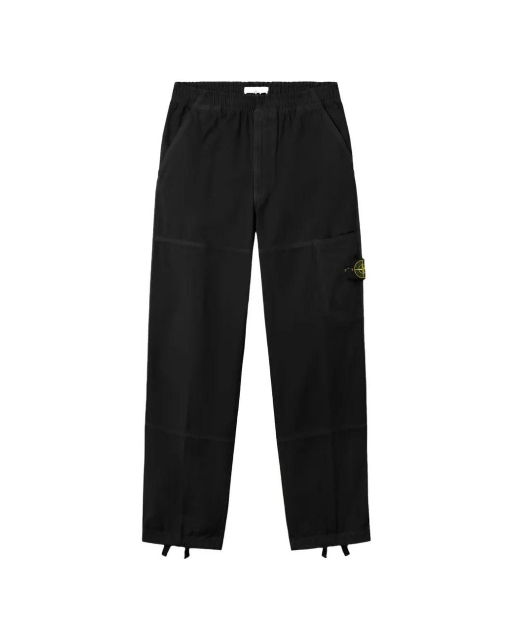 Stone Island Black 3100005 Organic Panama Cotton Old-Effect Loose-Fit Cargo Trousers With Elasticated Waistband for men