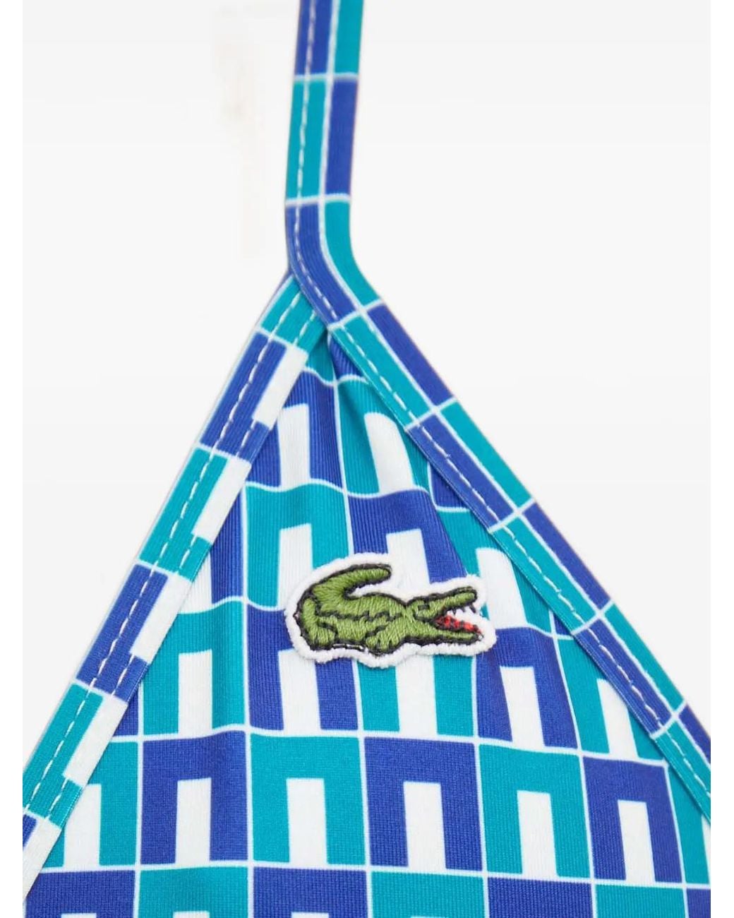 Lacoste Blue Graphic Motif Swim Top
