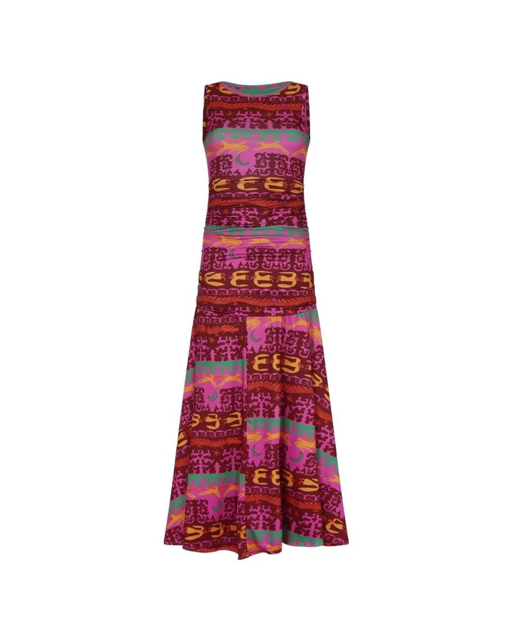 Carolina K Red Graphic-Print Ruched Dress