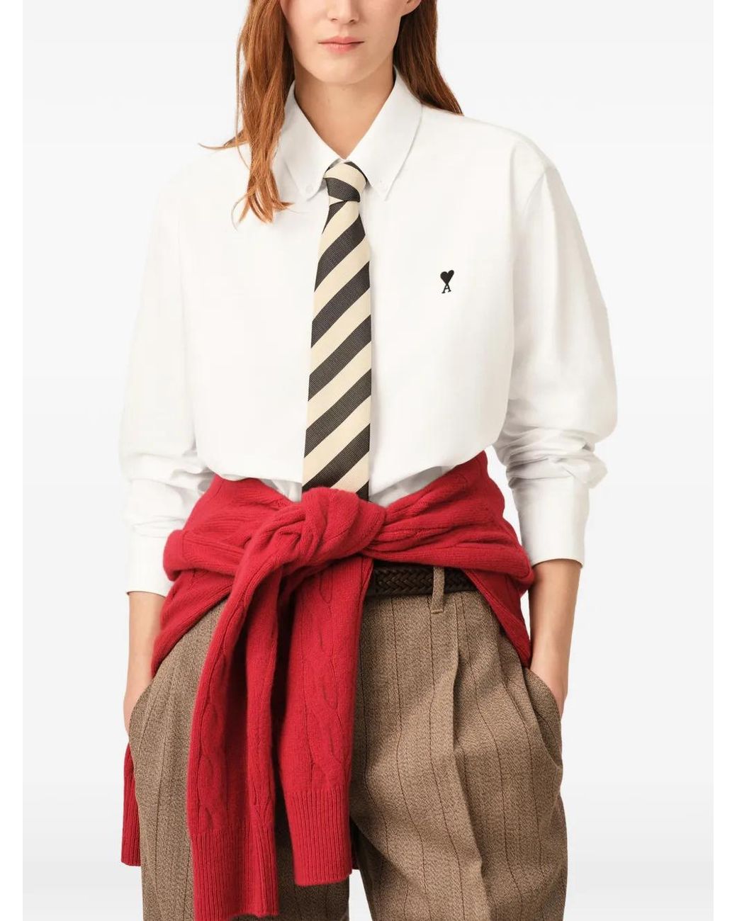 AMI White Cotton Shirt With Ami De Coeur