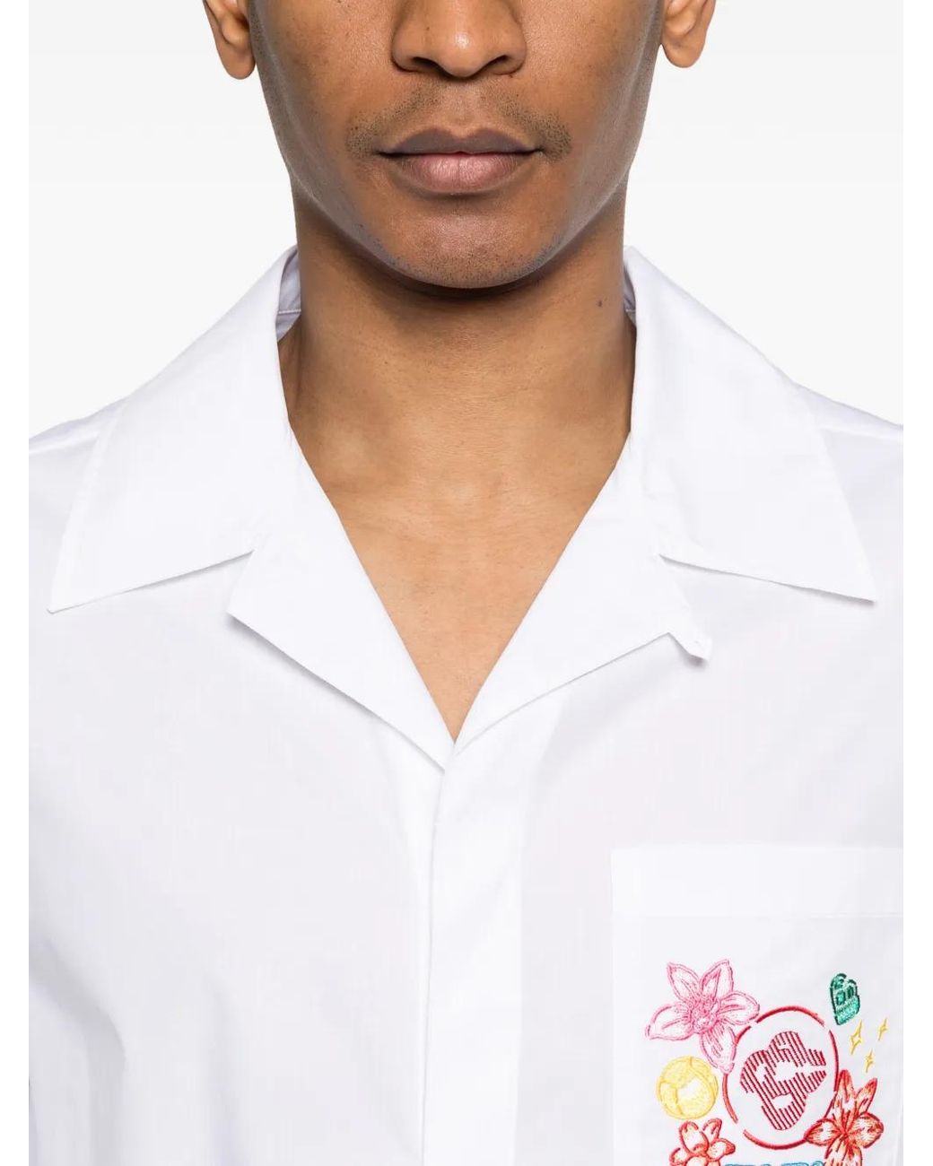 Casablanca White Chemise Collage D'Icones Graphiques for men