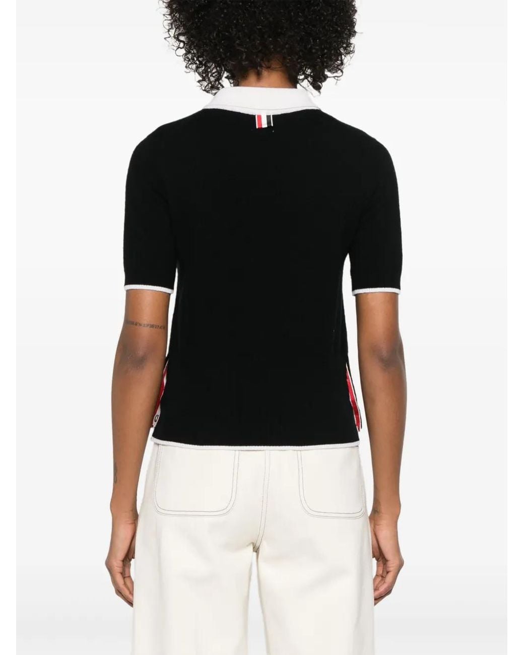Thom Browne Black Jersey Stitch Cashmere Polo