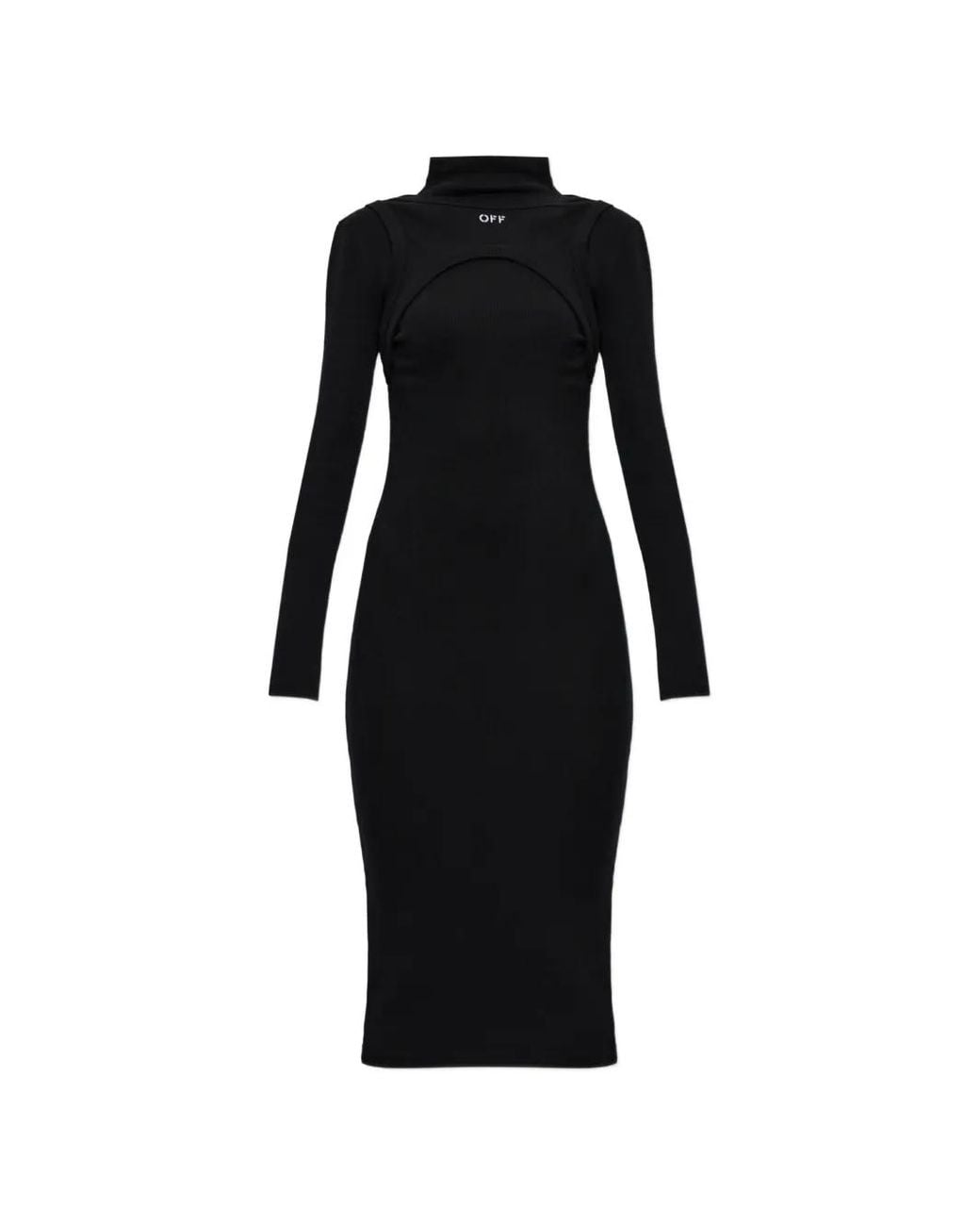 Off-White c/o Virgil Abloh Black Cut-Out Turtleneck Midi Dress