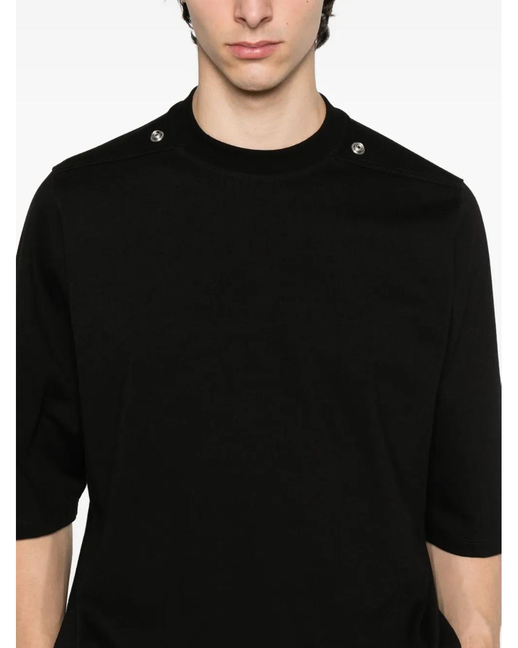 Rick Owens Black Stud-Detailed Organic Cotton T-Shirt for men