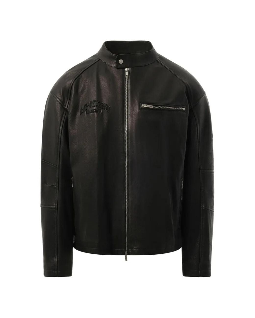 Represent Black Belstaff Cafe Racer Embroidered Biker Jacket for men