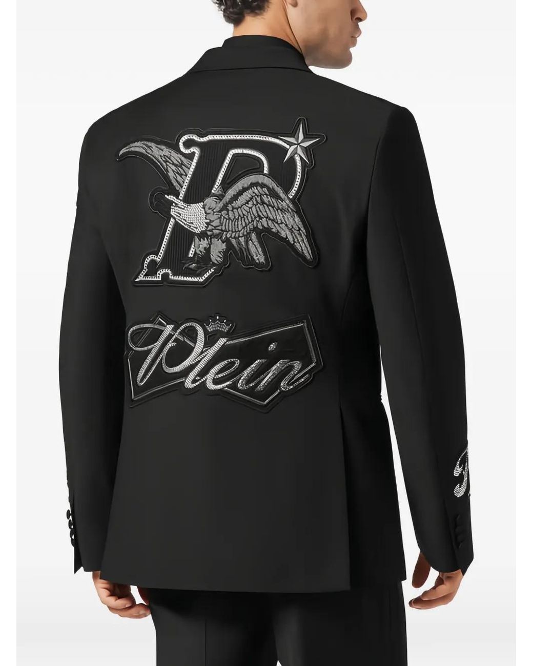 Philipp Plein Black Embroidered Blazer for men