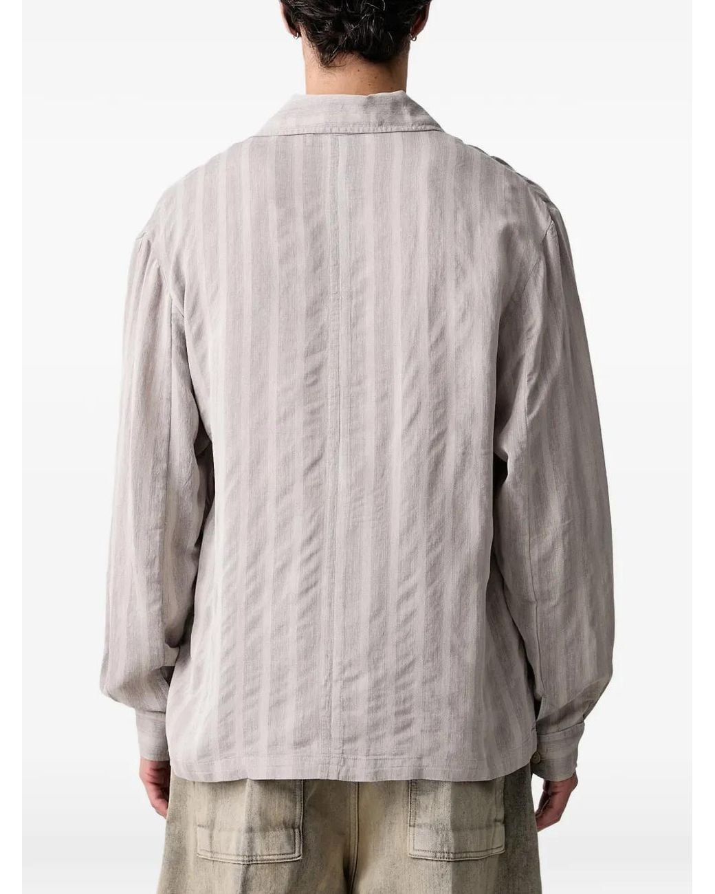 Our Legacy Gray Private Striped Long-Sleeve Shirt for men