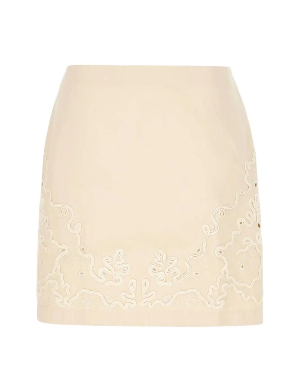 Boss Natural Eyelet-Embellished Embroidered Skirt