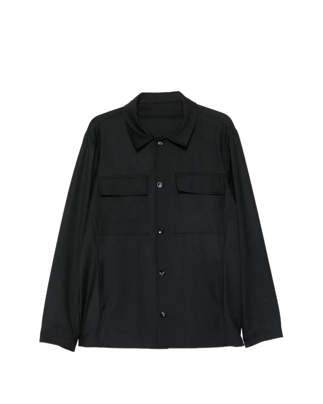 Eraldo Black Button-Fastening Chest-Pocket Jacket for men