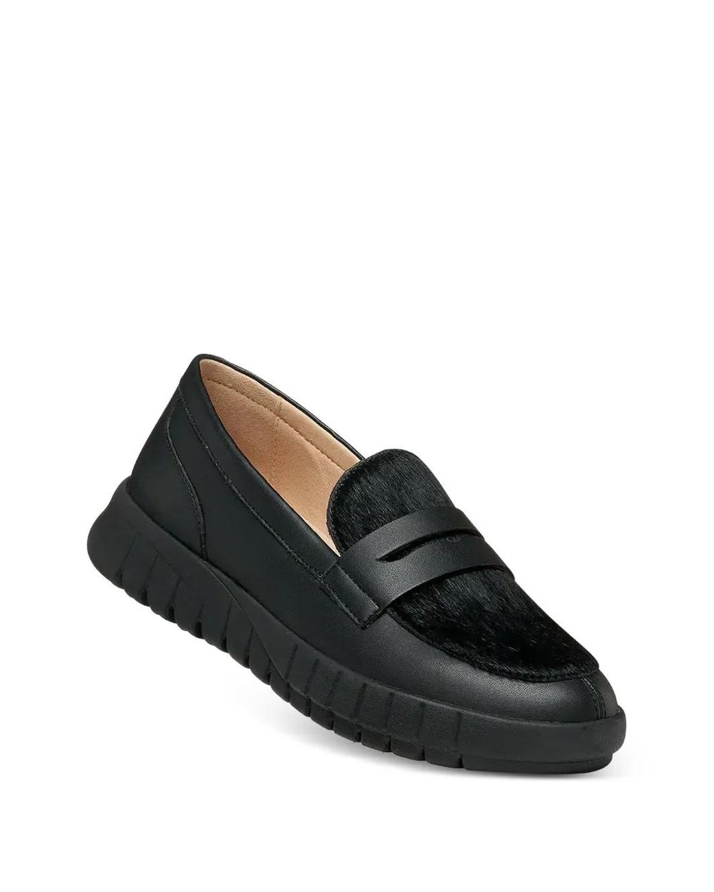 Geox Black Flextride Calf Hair-Panel Loafers