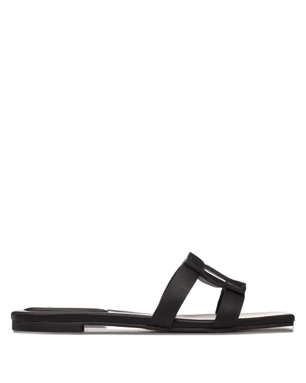 Jonathan Simkhai Black Monogram-Detail Flat Sandals