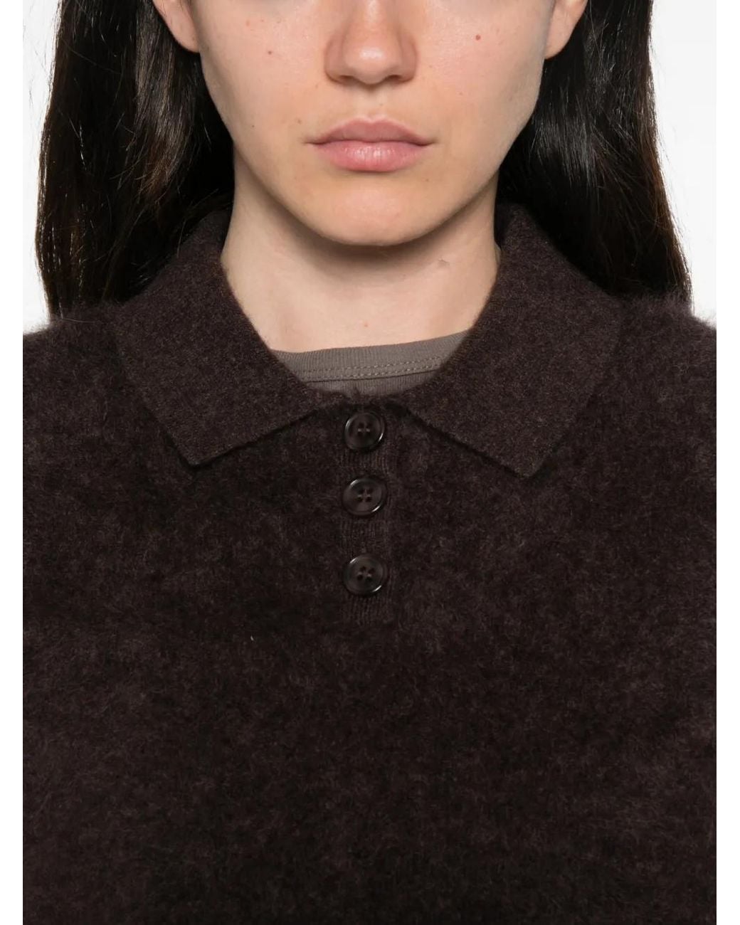 ABSOLUT CASHMERE Black Margot Button-Up Polo Sweater