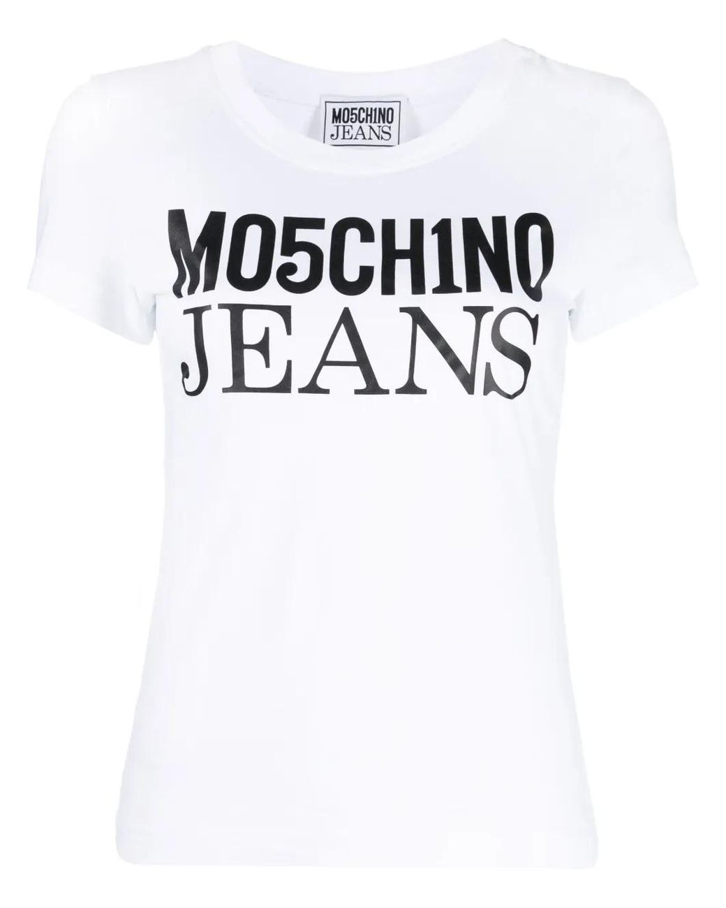 Moschino White Logo-Print Cotton T-Shirt