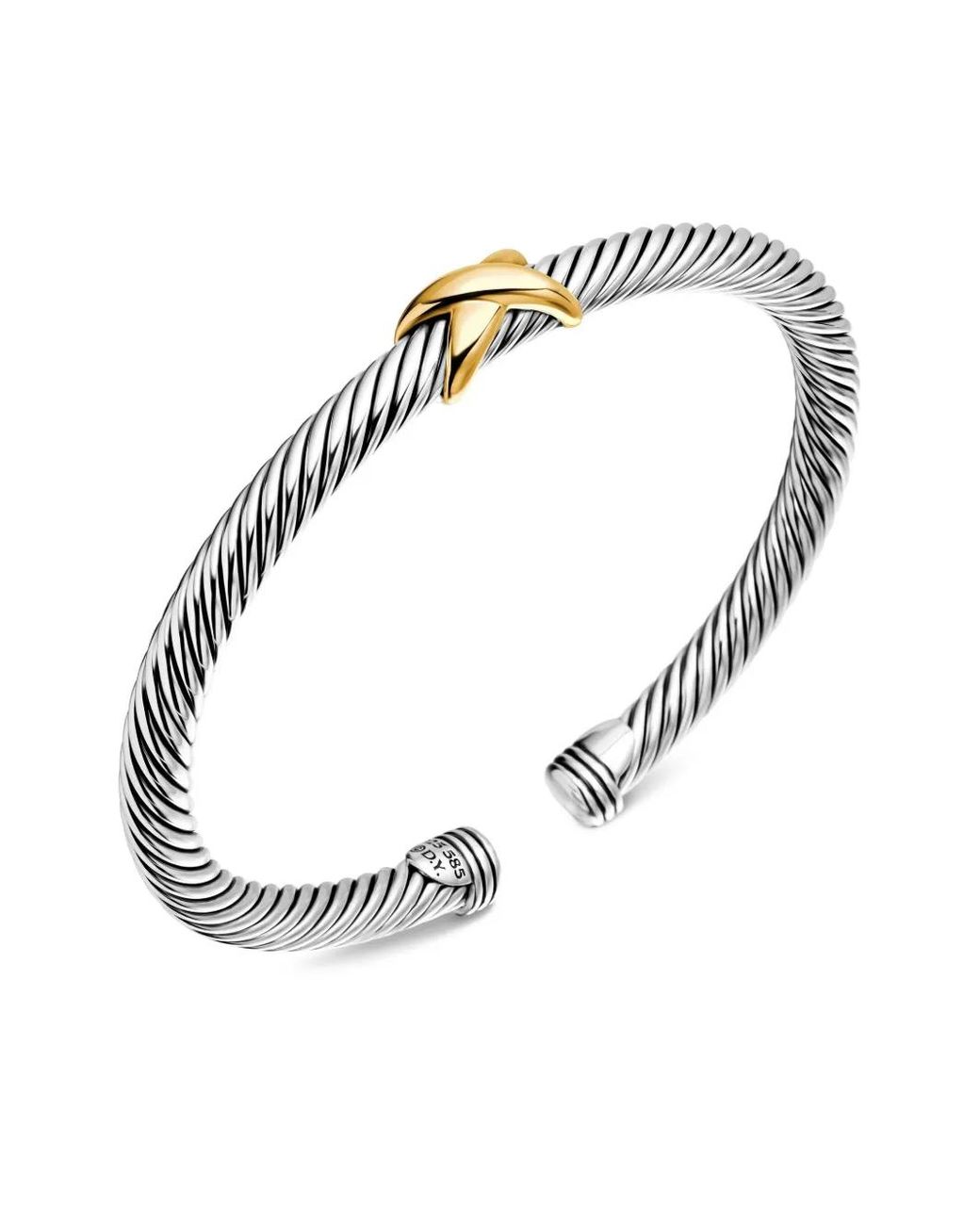 David Yurman Multicolor 14Kt And Sterling X Classic Cable Station Bracelet (5Mm)