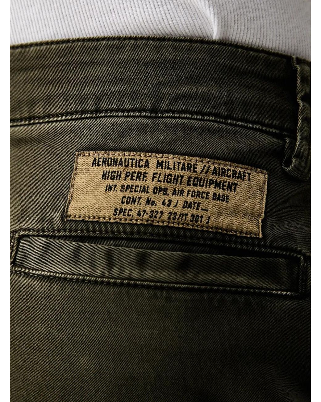 Aeronautica Militare Green Logo-Patch Straight-Leg Trousers for men