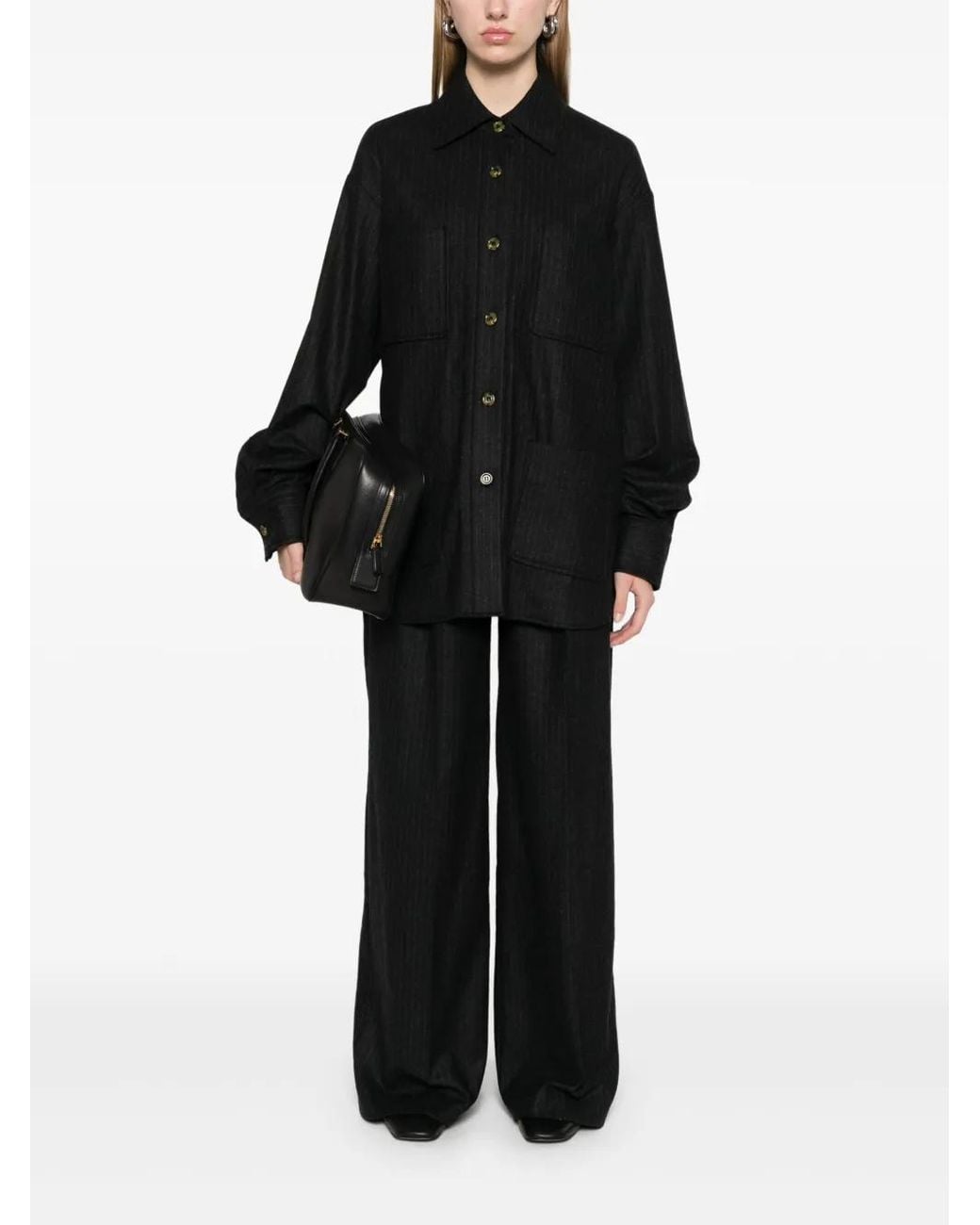 LE SULLY STUDIO Black Pinstriped Overshirt