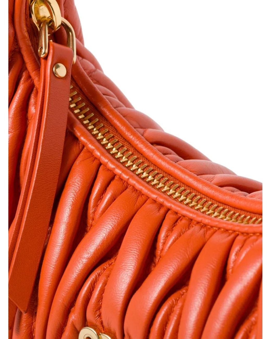 Miu Miu Orange Wander Matelassé Tote Bag