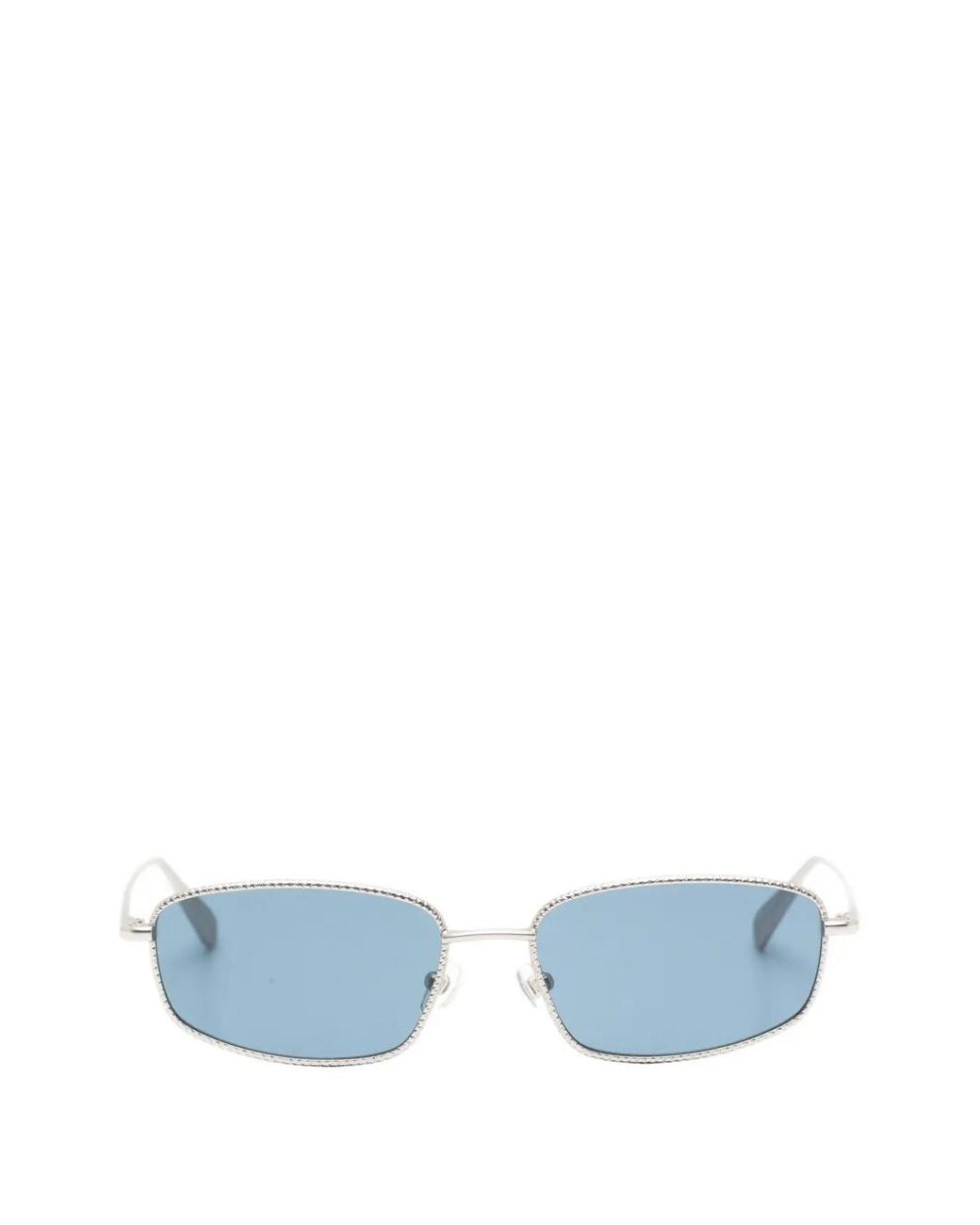Jacquemus Blue Hammered Rectangle-Frame Sunglasses