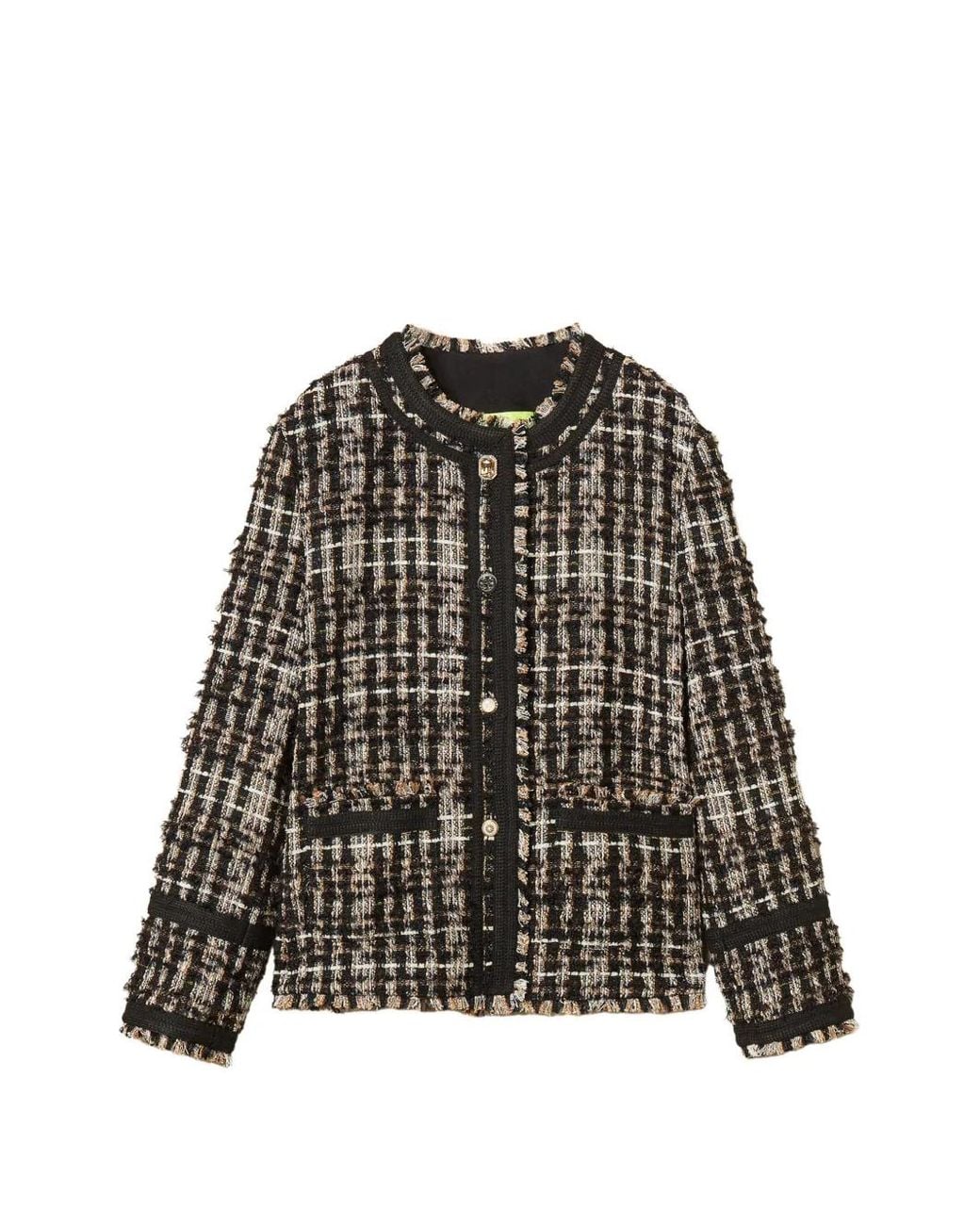 Twinset Black Veste Myfo En Tweed À Boutons À Ornements