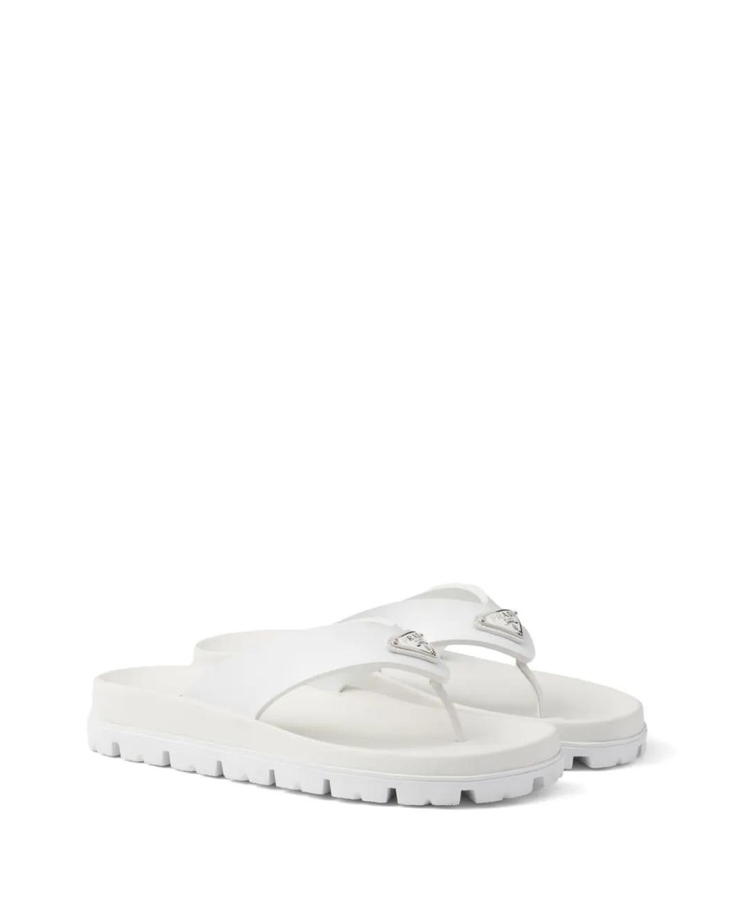 Prada White Rubber Thong Sandals